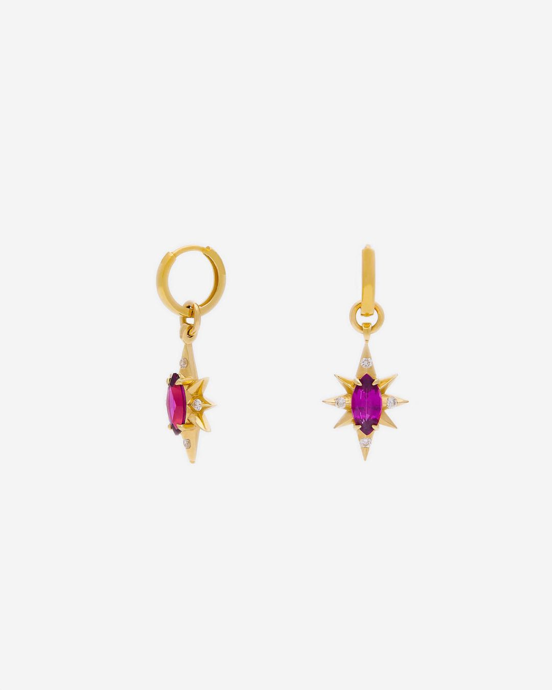 Compass Star 'Hope' Earrings with Purple Garnets
