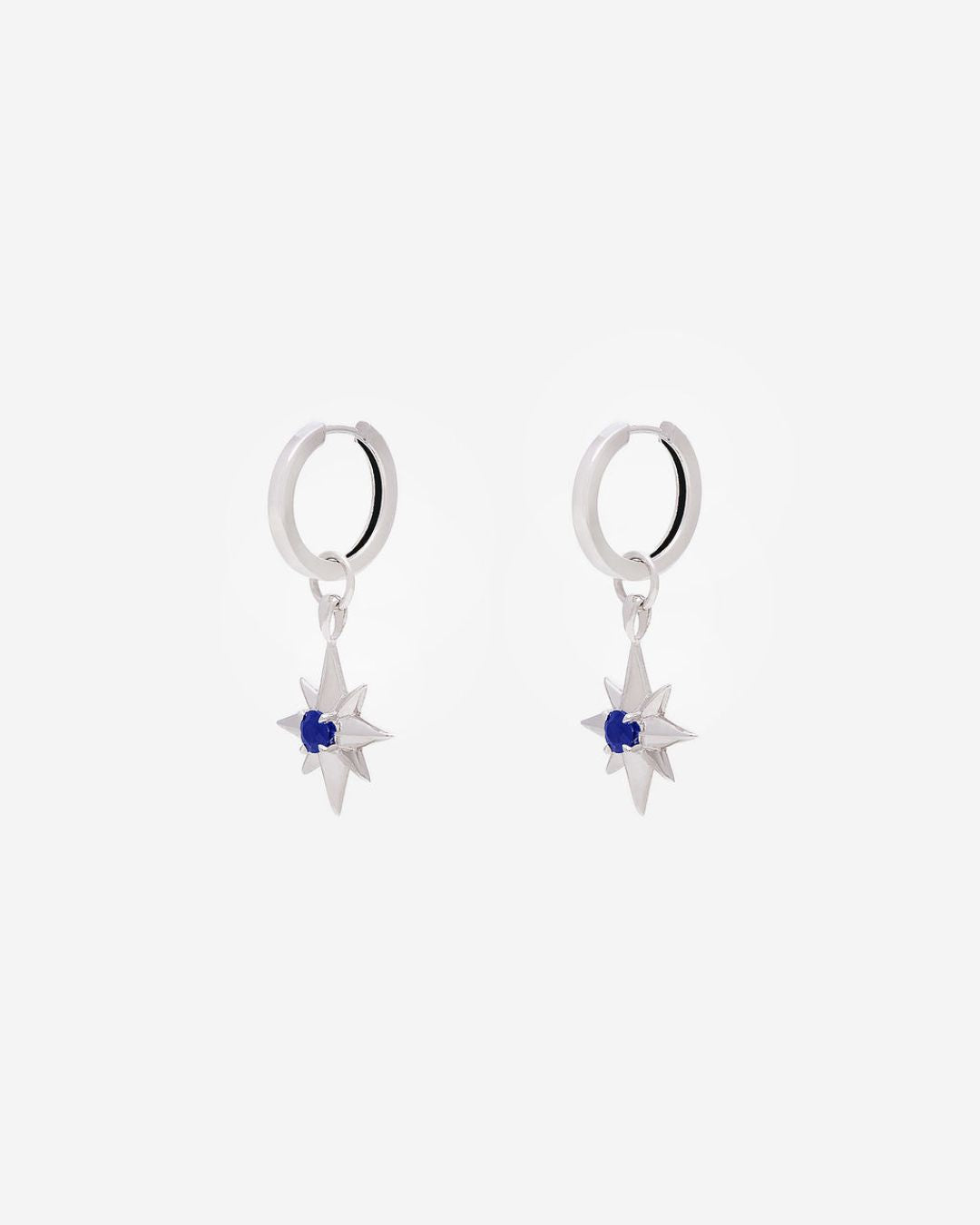 Compass Star Sapphire Earrings in Sterling Silver