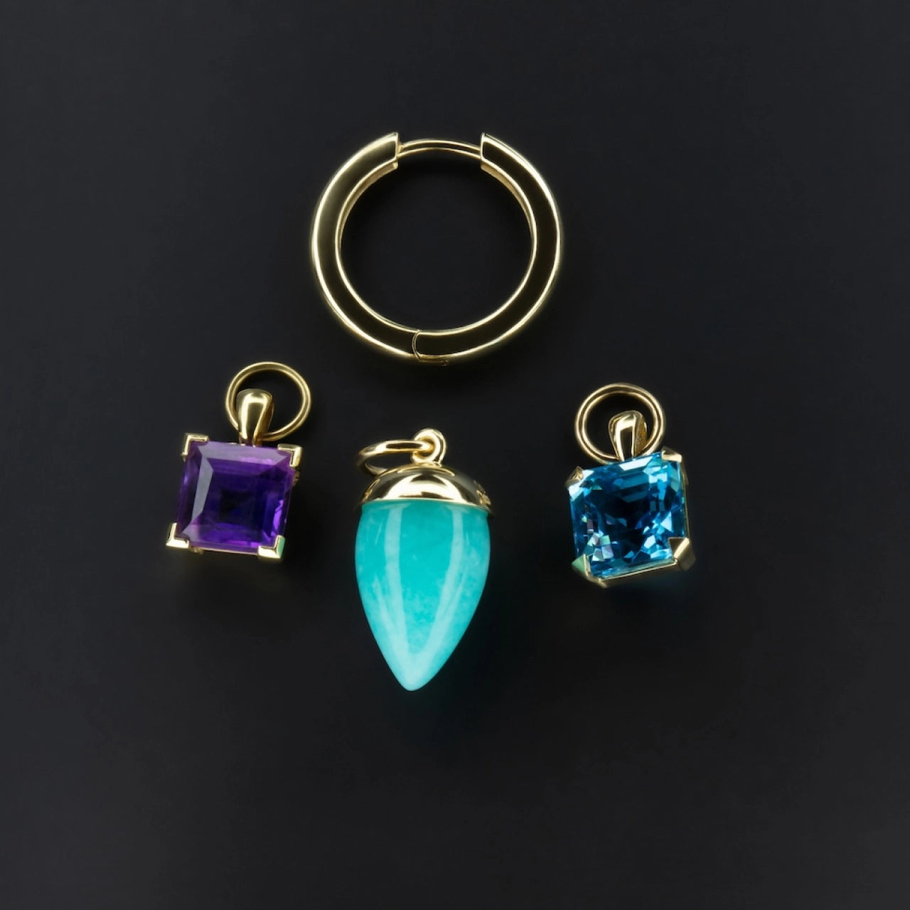 Spike Amazonite Drops in 18 Carat Yellow Gold
