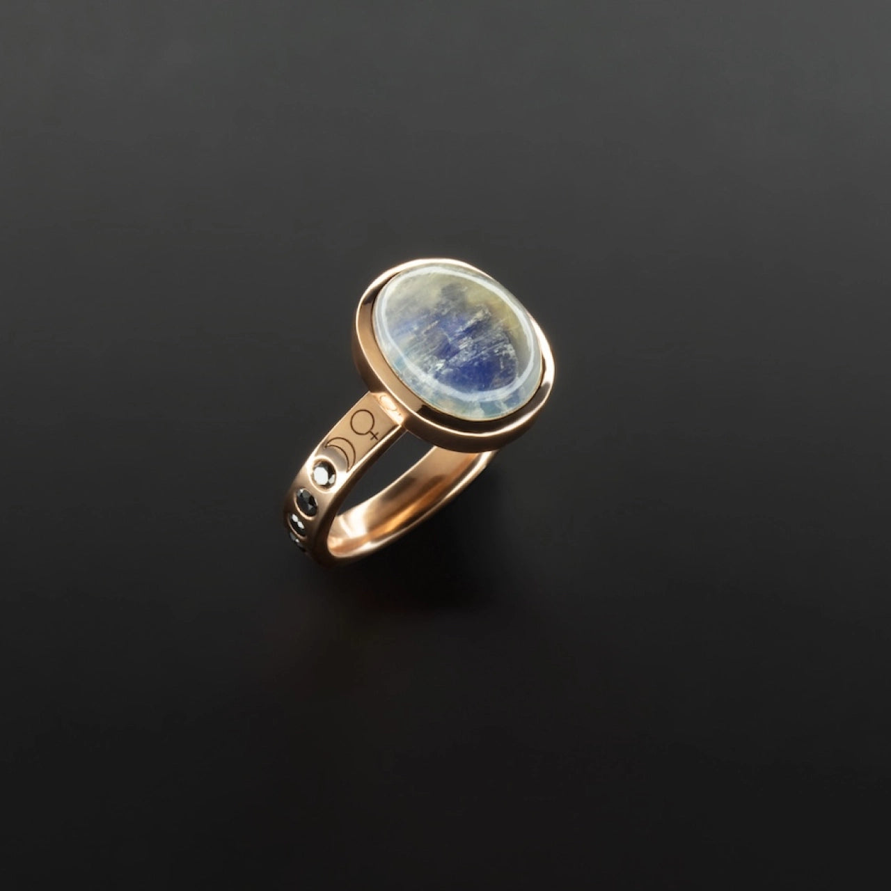 High Priestess Astrology ring in 18k rose gold