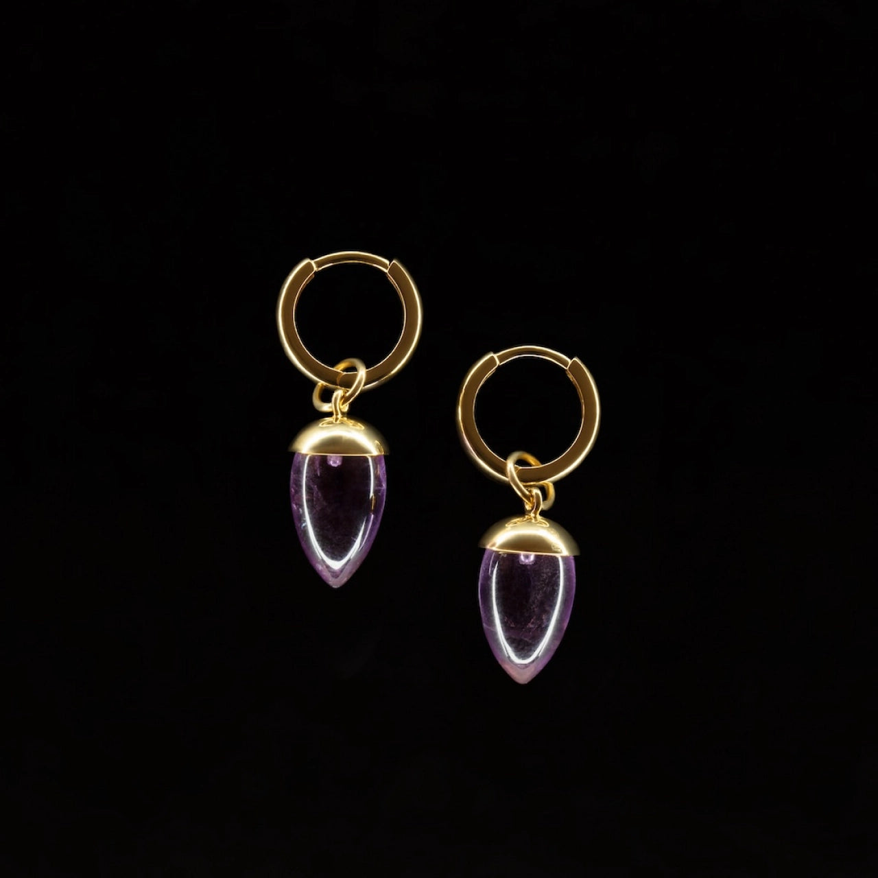 Spike Amethyst Drops in 18 carat Yellow Gold