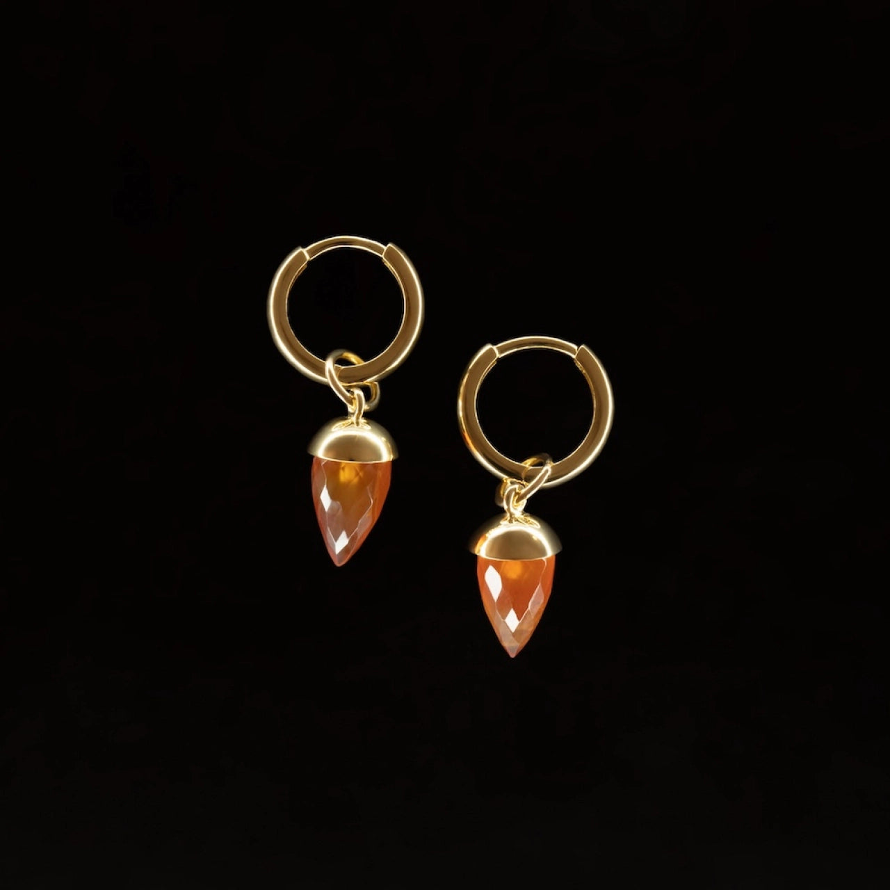 Spike Carnelian Drops in 18 carat Yellow Gold