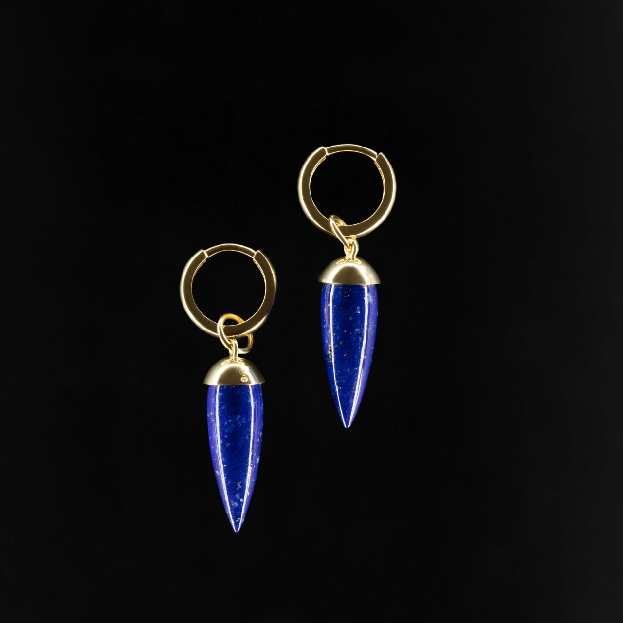Spike Lapis Lazuli Earrings in 18 carat Yellow Gold