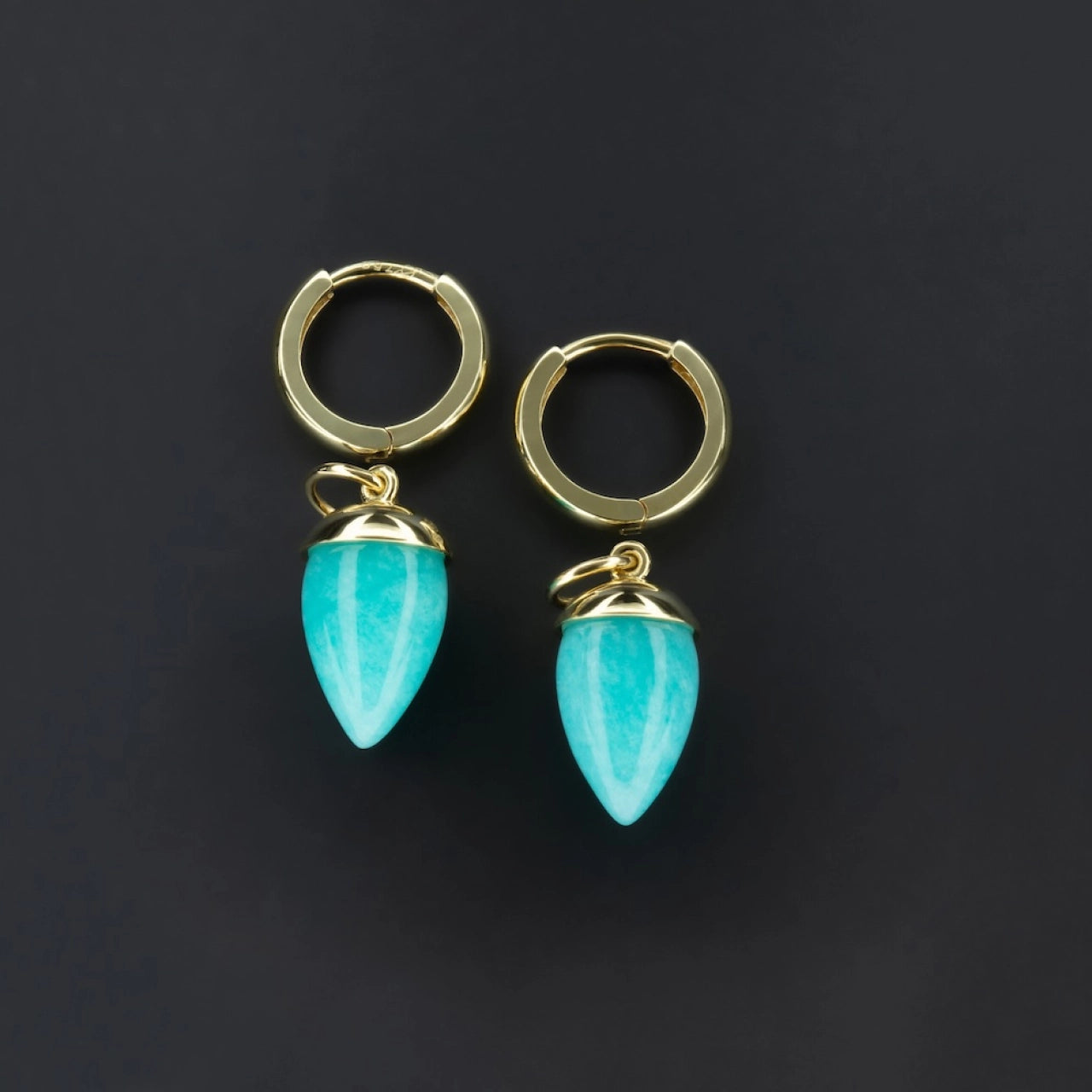 Spike Amazonite Drops in 18 Carat Yellow Gold