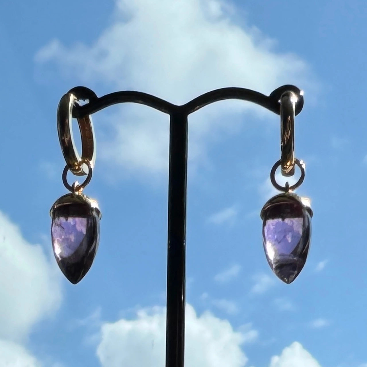 Spike Amethyst Drops in 18 carat Yellow Gold