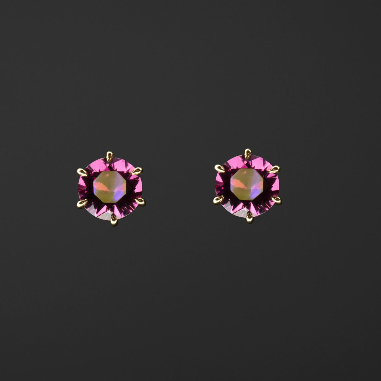 Talon Large Rhodolite Garnet Stud Earrings in 18 carat Yellow Gold