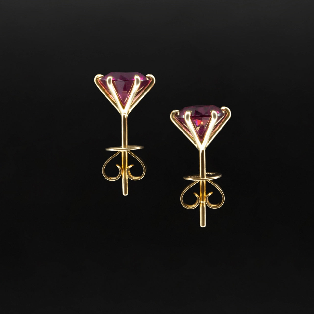 Talon Large Rhodolite Garnet Stud Earrings in 18 carat Yellow Gold