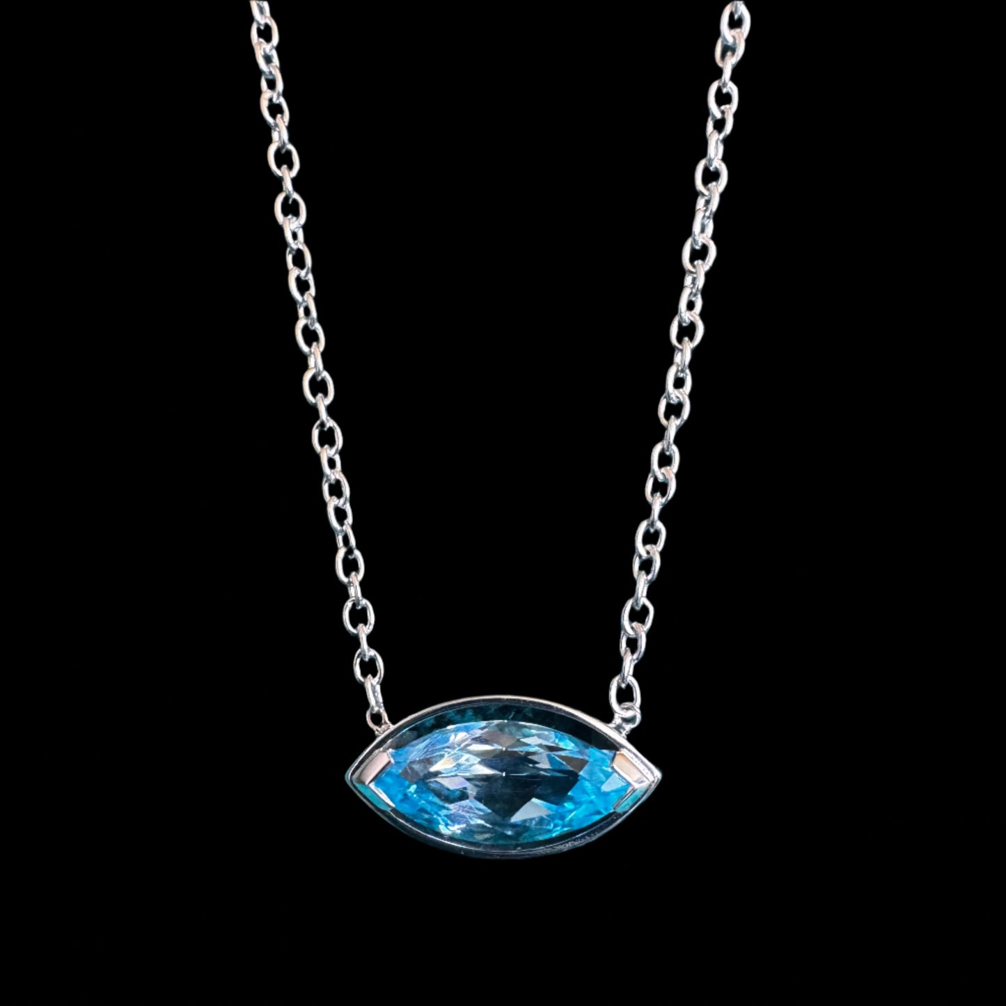 Protection Topaz Pendant in Sterling Silver with Rhodium Plating