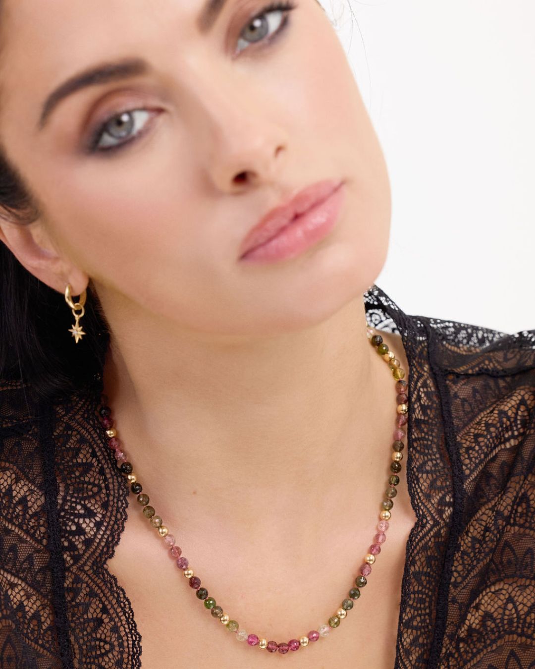 Changes Multi Tourmaline Necklace with Gold Beads