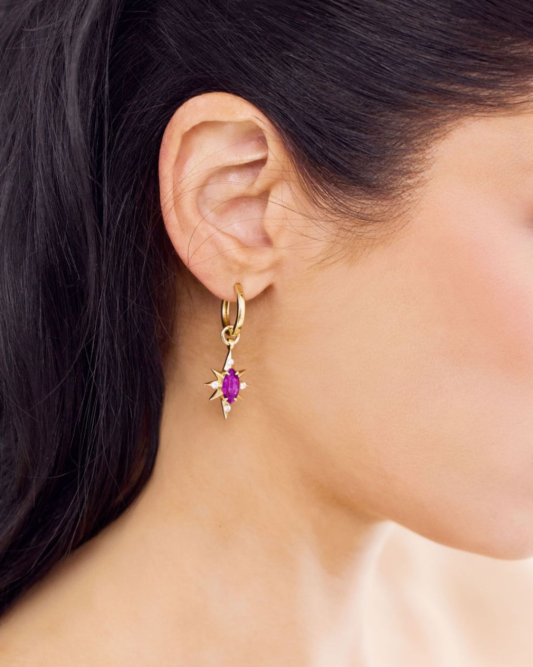 Compass Star 'Hope' Earrings with Purple Garnets