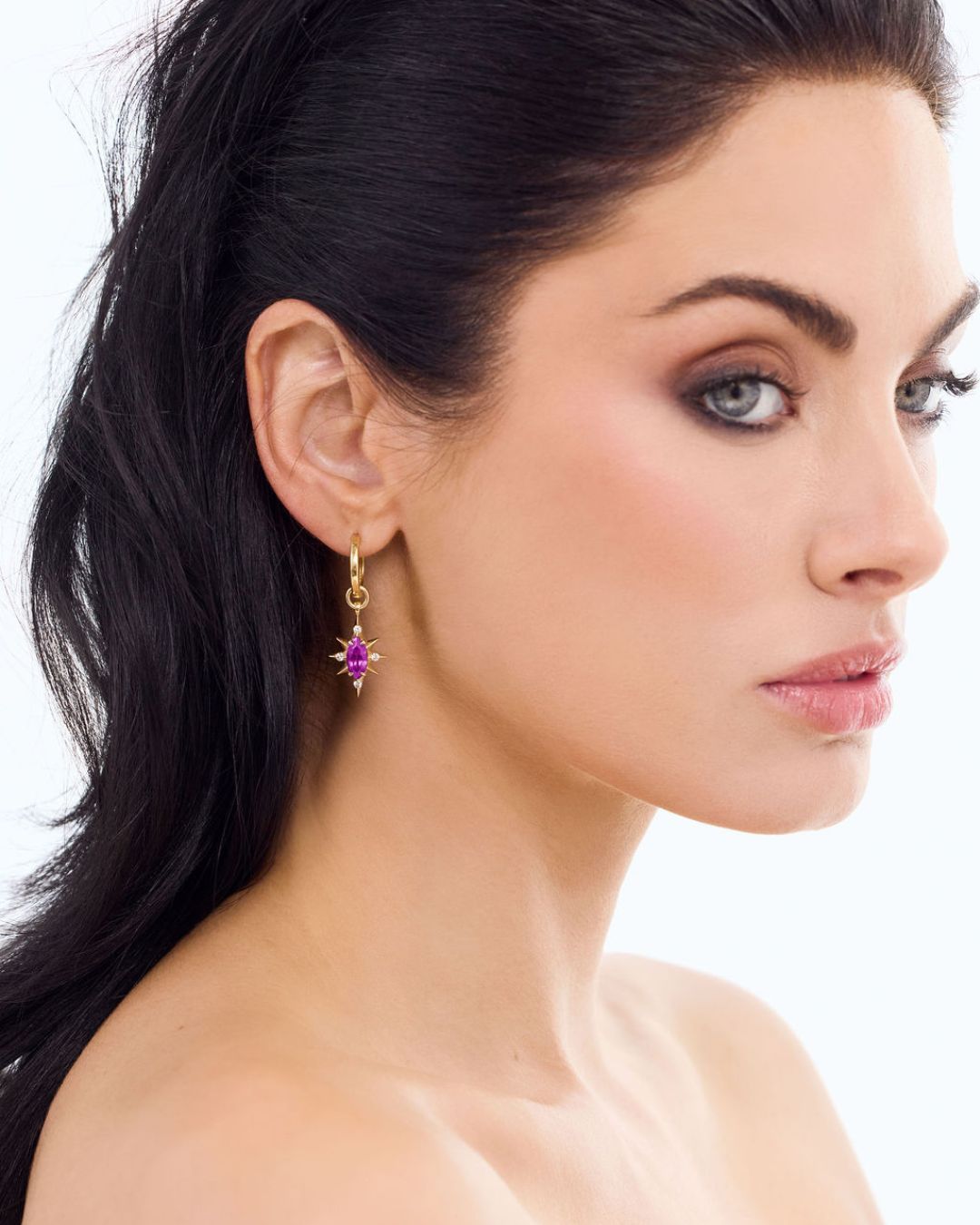 Compass Star 'Hope' Earrings with Purple Garnets