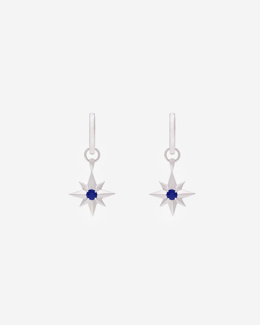 Compass Star Sapphire Earrings in Sterling Silver