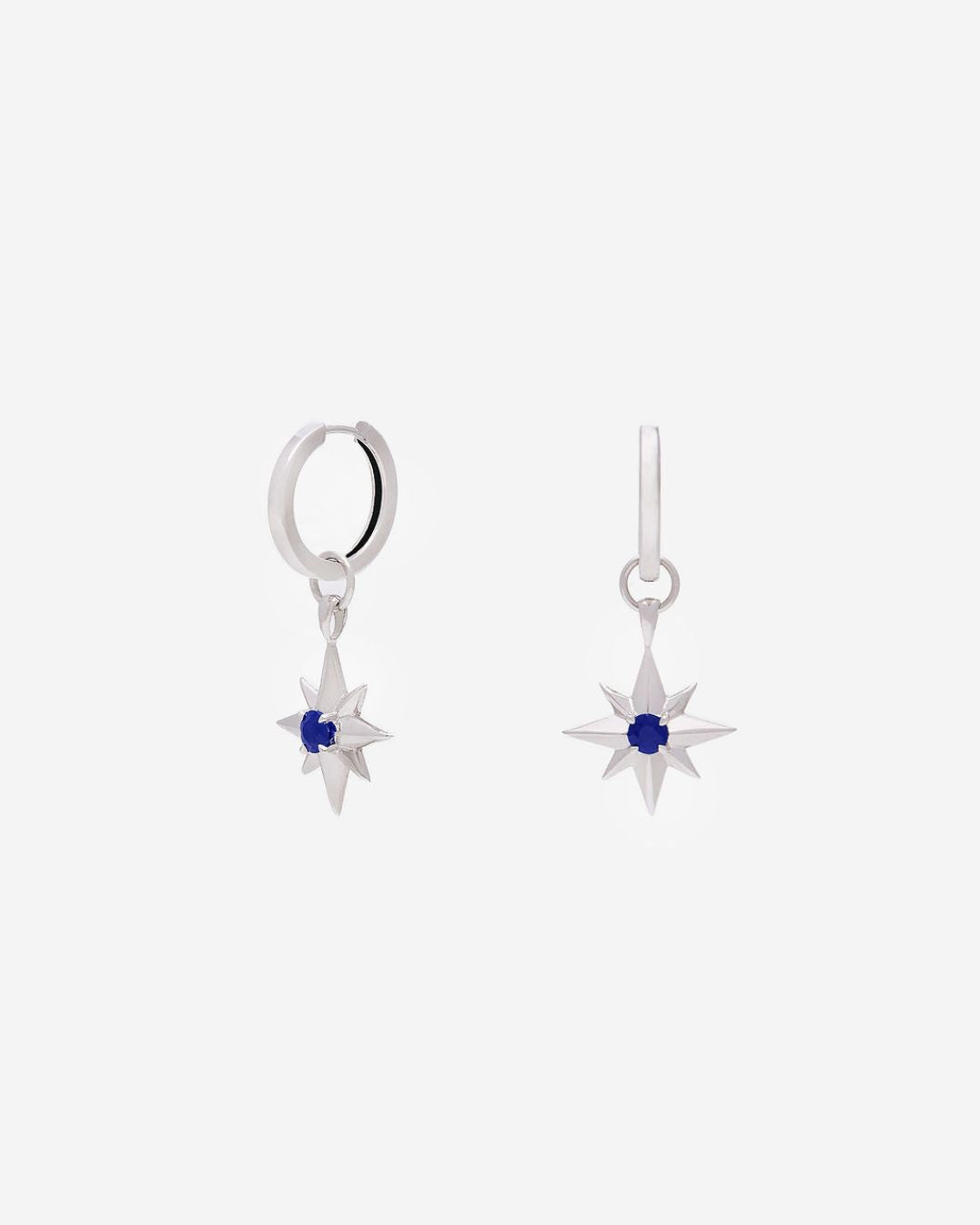 Compass Star Sapphire Earrings in Sterling Silver