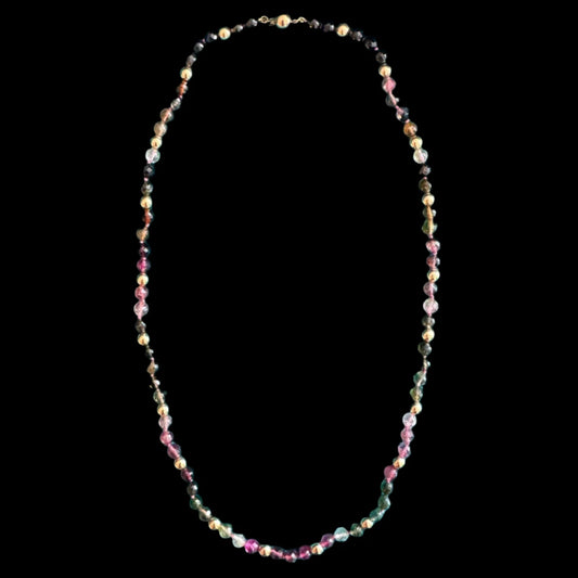 Changes Multi Tourmaline Necklace with Gold Beads