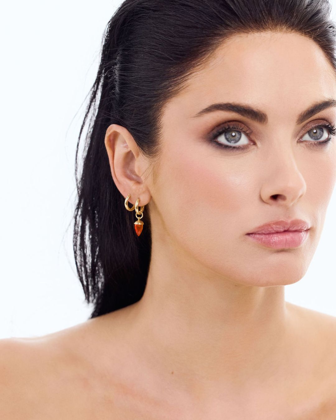 Spike Carnelian Drops in 18 carat Yellow Gold