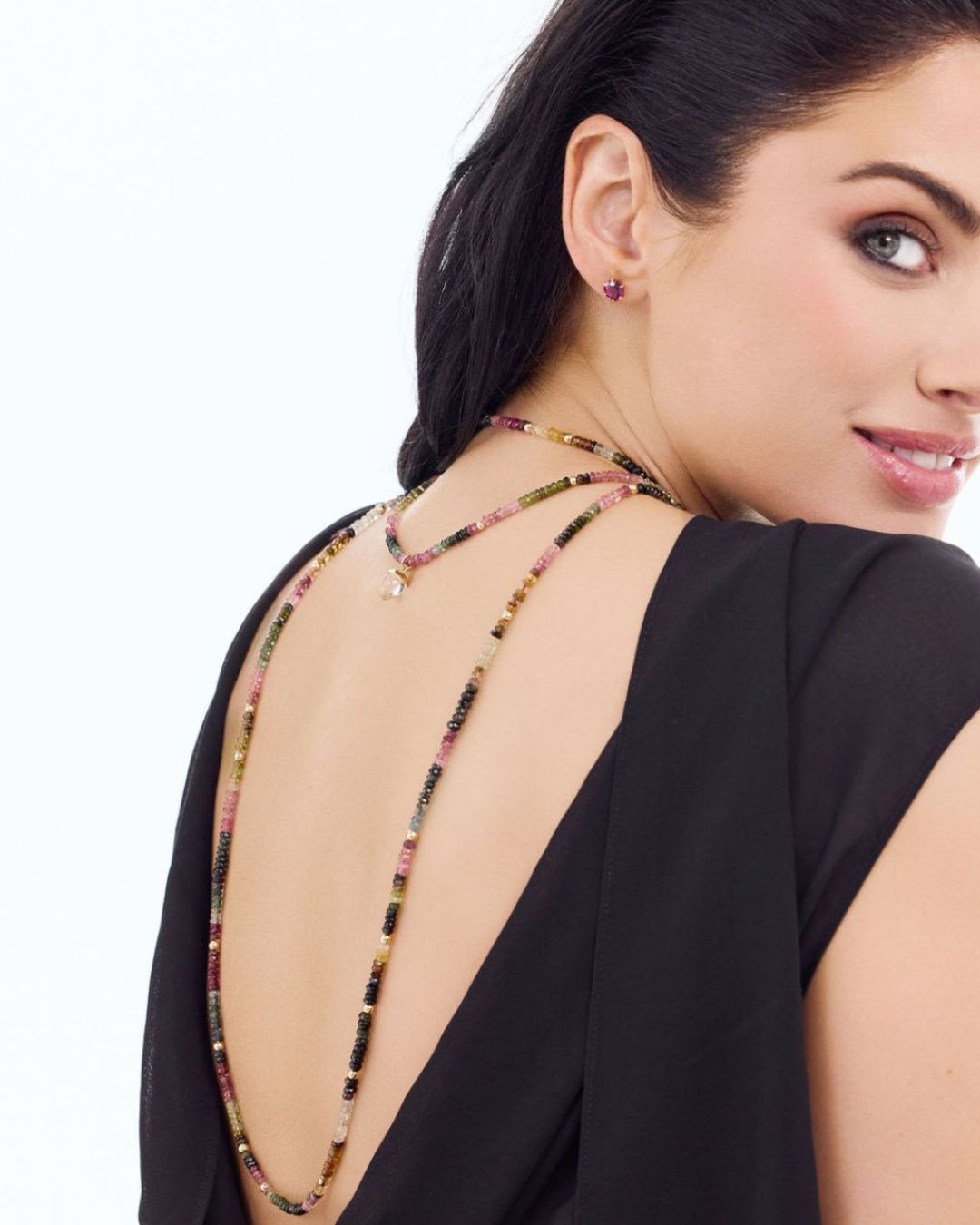 The Aeon Gemstone Multi Tourmaline Necklace with Spike Pendant in 18ct Yellow Gold