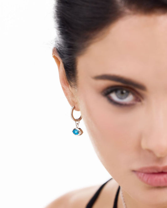 Protection Topaz Earrings in Sterling Silver with Rhodium Plating