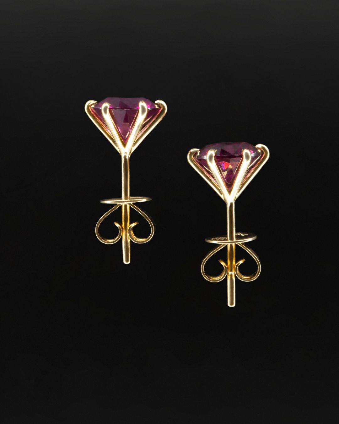 Talon Rhodolite Garnet Stud Earrings in 18 carat Yellow Gold